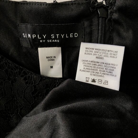 Simply Styled Womens Size M Black Lace 3/4 Sleeve Scoop Neck Mini Dress - Picture 6 of 9